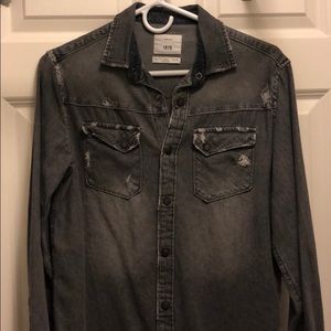 Zara black denim button down